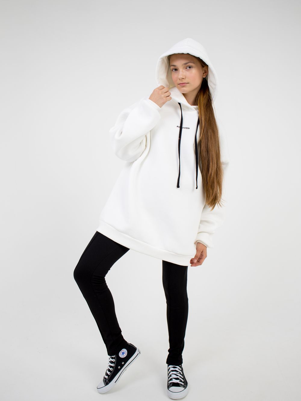 Худи оверсайз с капюшоном "МОЛОКО" утепленное