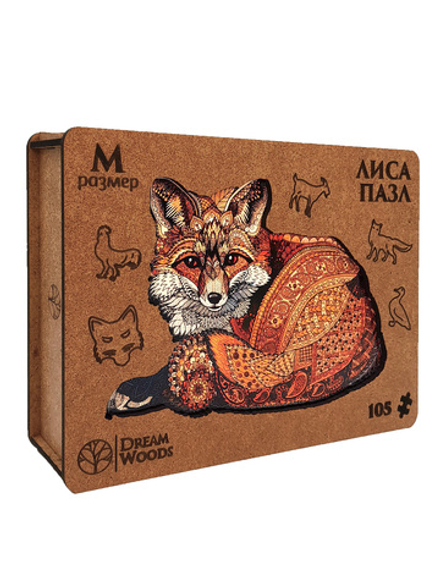 Пазлы деревянные 105 элементов 270*200мм "Лиса"