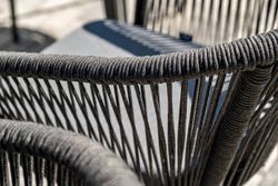 "Малага" обеденная группа на 6 персон со стульями "Марсель", каркас темно-серый, роуп темно-серый