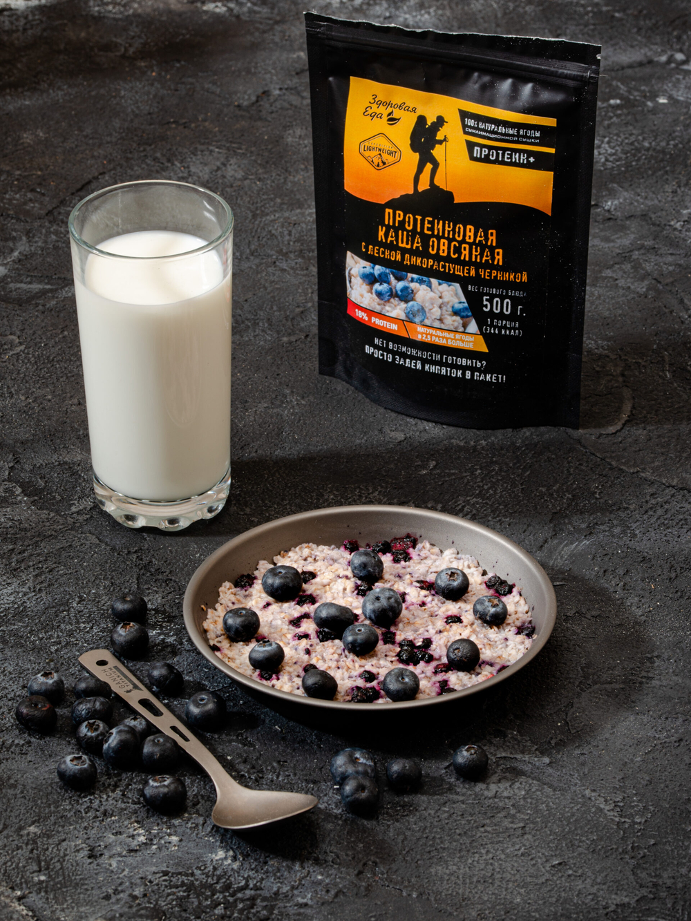 ПРОТЕИНОВАЯ КАША ОВСЯНАЯ С ЛЕСНОЙ ДИКОРАСТУЩЕЙ ЧЕРНИКОЙ 100 ГРАММ