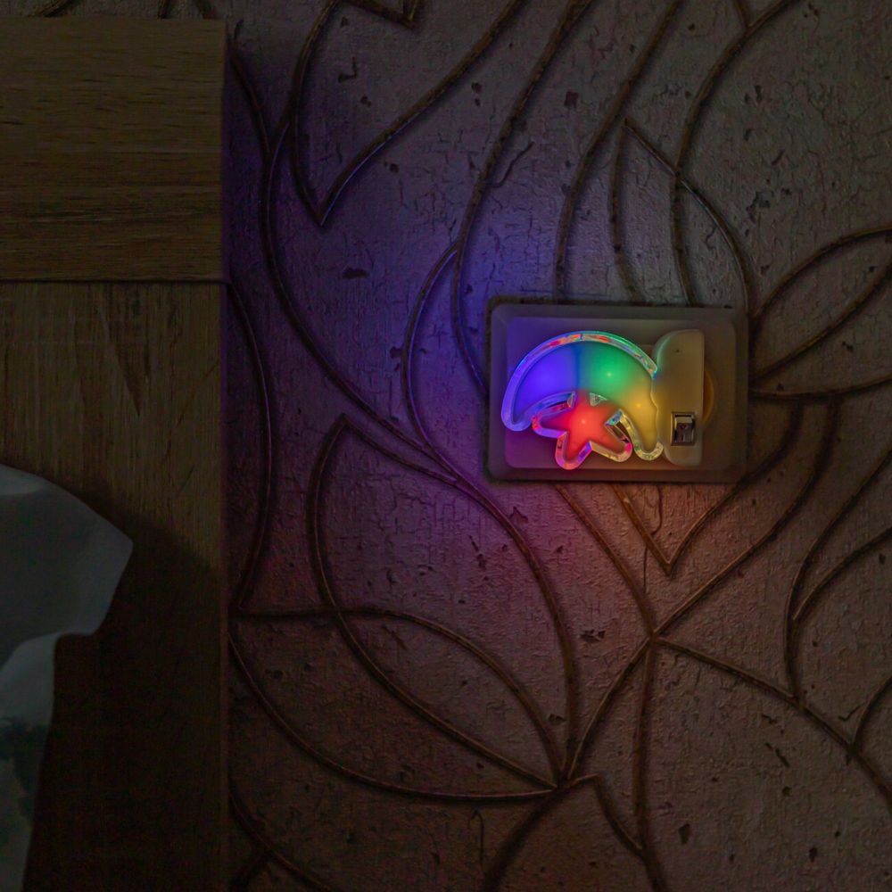 DTL-301-Месяц со звездочкой-RGB-4LED-0.5W Светильник-ночник. Без выключателя. Блистер