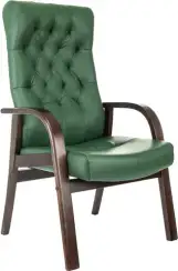 Кресло Бюрократ T-9928 WALNUT-CF зеленый кожа на ножках дерево