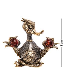 Народные промыслы AM-3181 Фигурка «Утенок» (латунь, янтарь)