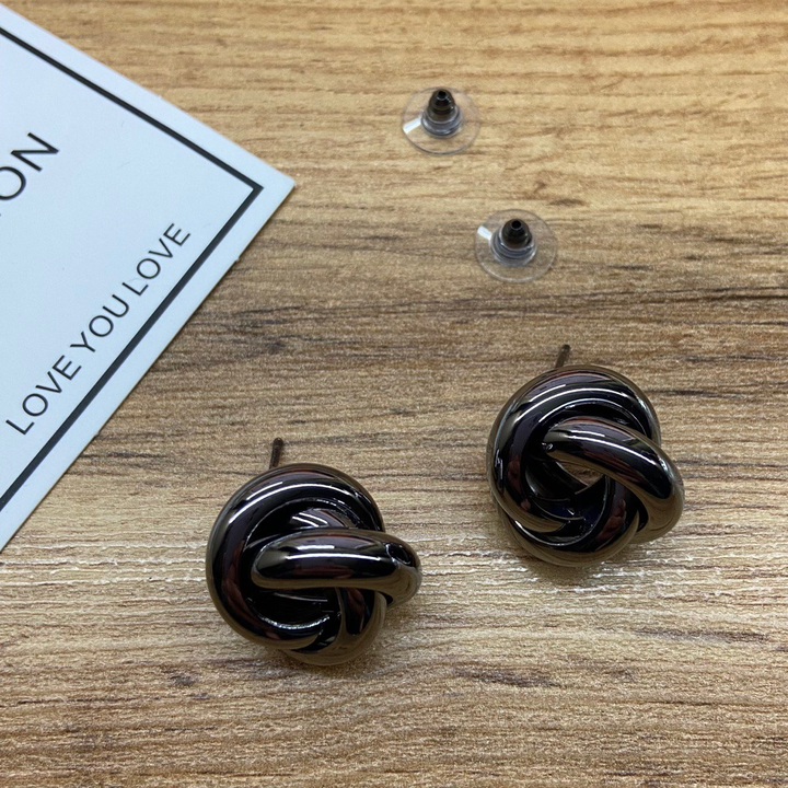 Серьги Fashion кольцо тройное шар цвет графитовый 2 см