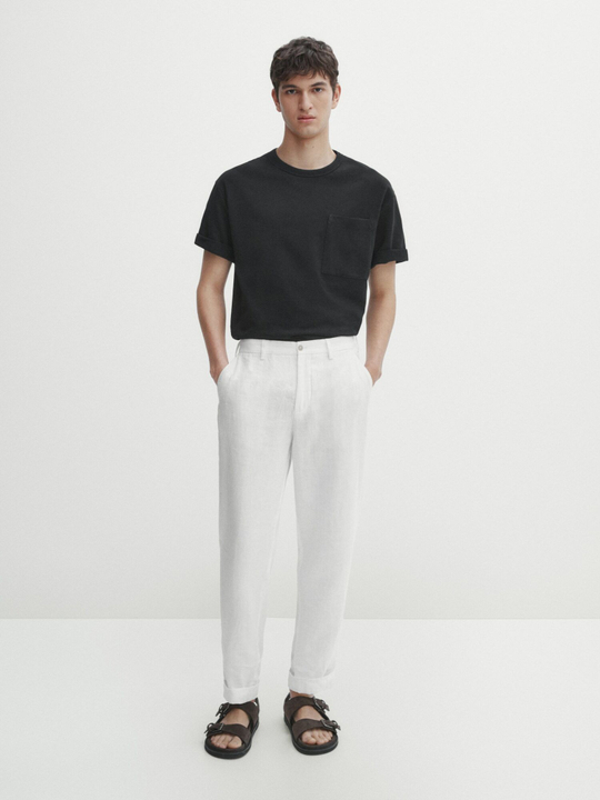 Massimo Dutti 100% льняные брюки, белый