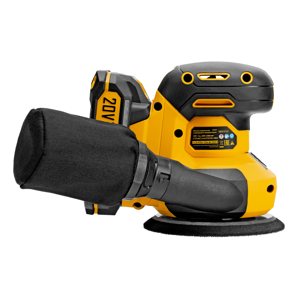 Машина шлифовальная эксцентриковая аккумуляторная CROSH-20-125, Li-Ion, 20 В// Denzel