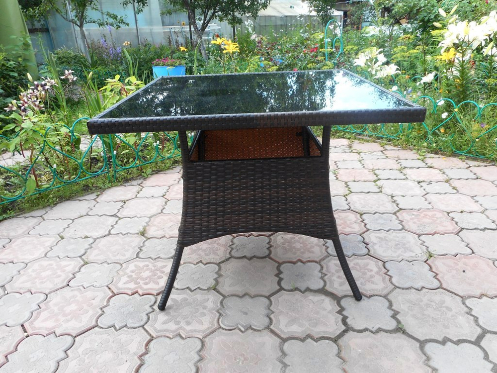 Стол из искусственного ротанга РИМИНИ «RIMINI» 90х90 см — Dark Brown