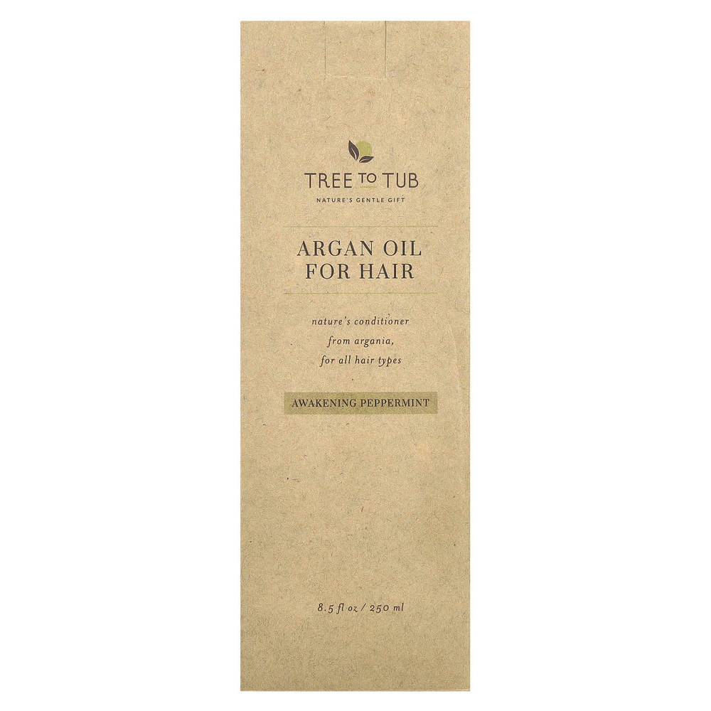 Tree To Tub, аргановое масло в качестве кондиционера для волос, для всех типов волос, бодрящая перечная мята, 250 мл (8,5 жидк. унции)