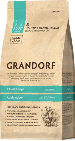 GRANDORF CAT 2кг. 4 Мяса для Домашних кошек