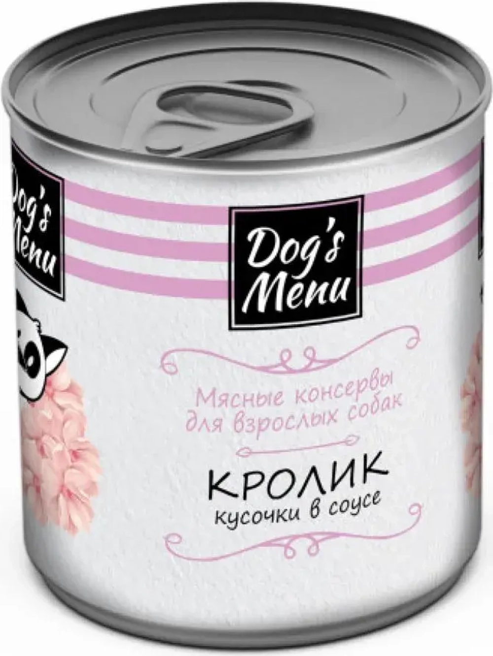 DOG'S MENU Мясные консервы для взрослых собак Кролик (кусочки в соусе), 340 г