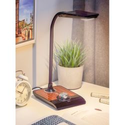 Настольный светильник ЭРА NLED-473-10W-BK светодиодный черный с деревом