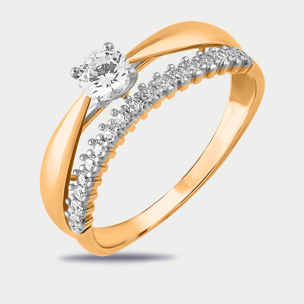Кольцо для женщин из розового золота 585 пробы с фианитами (арт. 01-115144)