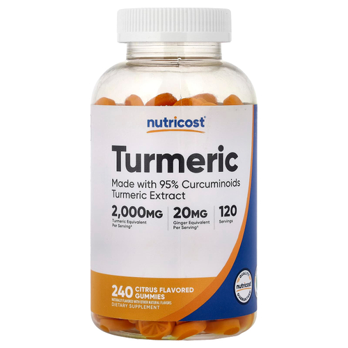 Nutricost, Куркума, со вкусом цитрусов, 240 жевательных мармеладок