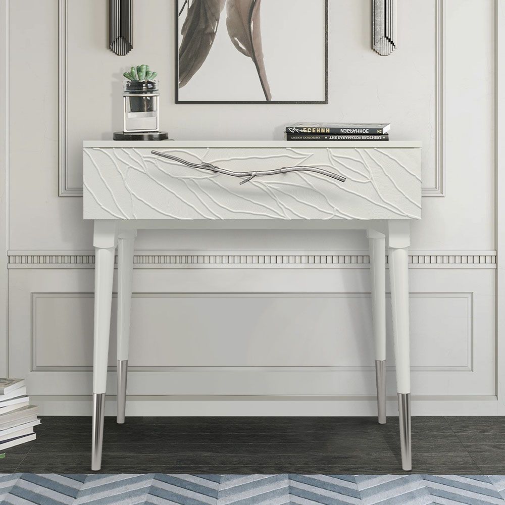 Консоль Арт Колор leaves Стайл Сильвер Белый опал