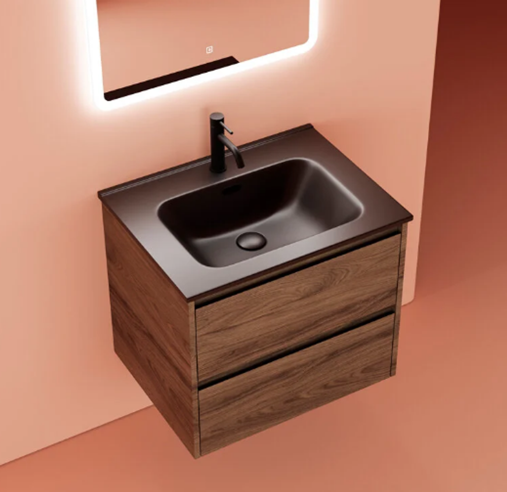 Тумба подвесная SANCOS Libra 590х450х500, c двумя ящиками оснащенными доводчиками, дуб чарльстон, арт. LB60ECH