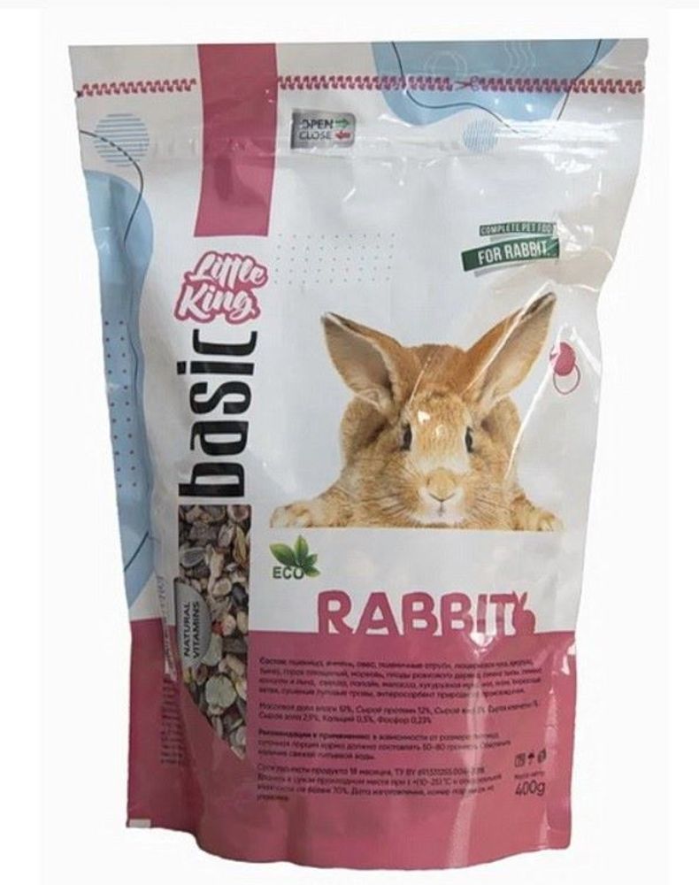 Корм для кроликов Little King полнорационный, Дой-пак 400 г Корм для кроликов Little King полнорационный, Дой-пак 400 г