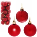 Новогодние шары 5 см (набор 24 шт) «Микс фактур», красный