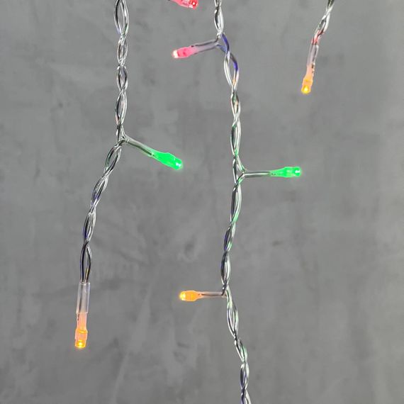 Светодиодная бахрома 3,1*0,5 м., 150 разноцветных LED ламп, мерцание, прозрачный провод ПВХ, LTC (PIL150BLW-10-2M)