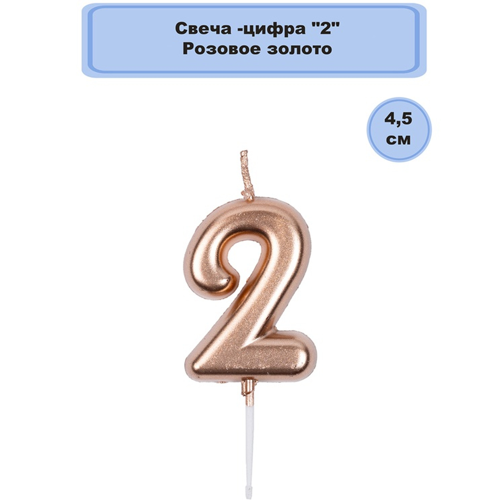 Свечи-цифры Розовое золото 4,5см