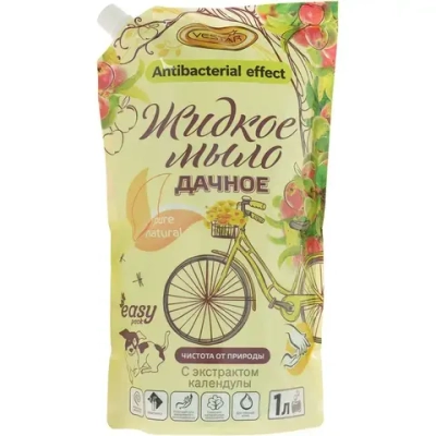 Мыло жидкое 1л Вестар Дачное с антибактериальным эффектом дой-пак