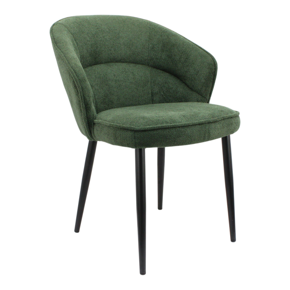 Стул "Ирис" (арт. 102), велюр-букле Белла 10 зеленый, ножки круглые черные