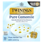 Twinings, травяной чай, чистая ромашка, без кофеина, 50 чайных пакетиков, 75 г (2,65 унции)