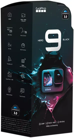 Экшн-камера GoPro HERO9 (CHDHX-901), 23.6МП, 5120x2160, 1720 мА·ч