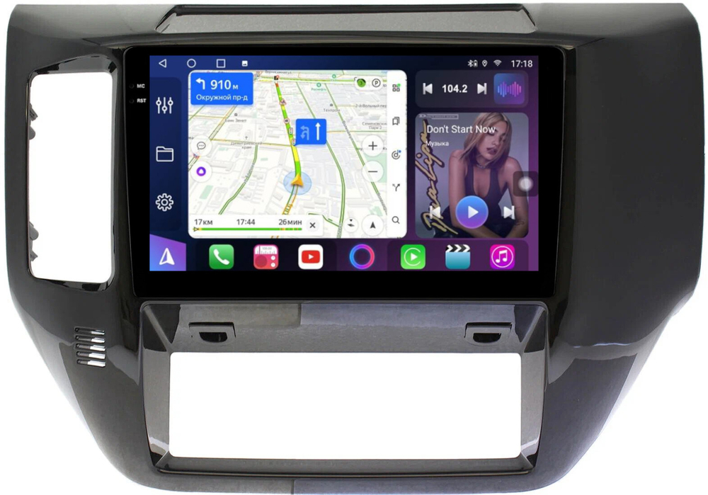 Магнитола для Nissan Patrol Y61 2004-2010 (рамка черная глянцевая) - FarCar 3260M монитор 9.5" QLED на Android 14, TS18, CarPlay, 4G SIM-слот