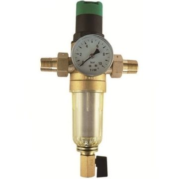 Самопромывной фильтр для холодной воды Tim 3/4" с редуктором и манометром