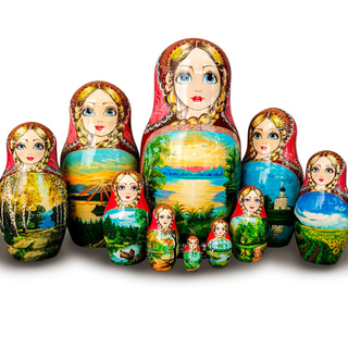 Сувенир "Русские просторы" 280*d140мм 10 кукол
