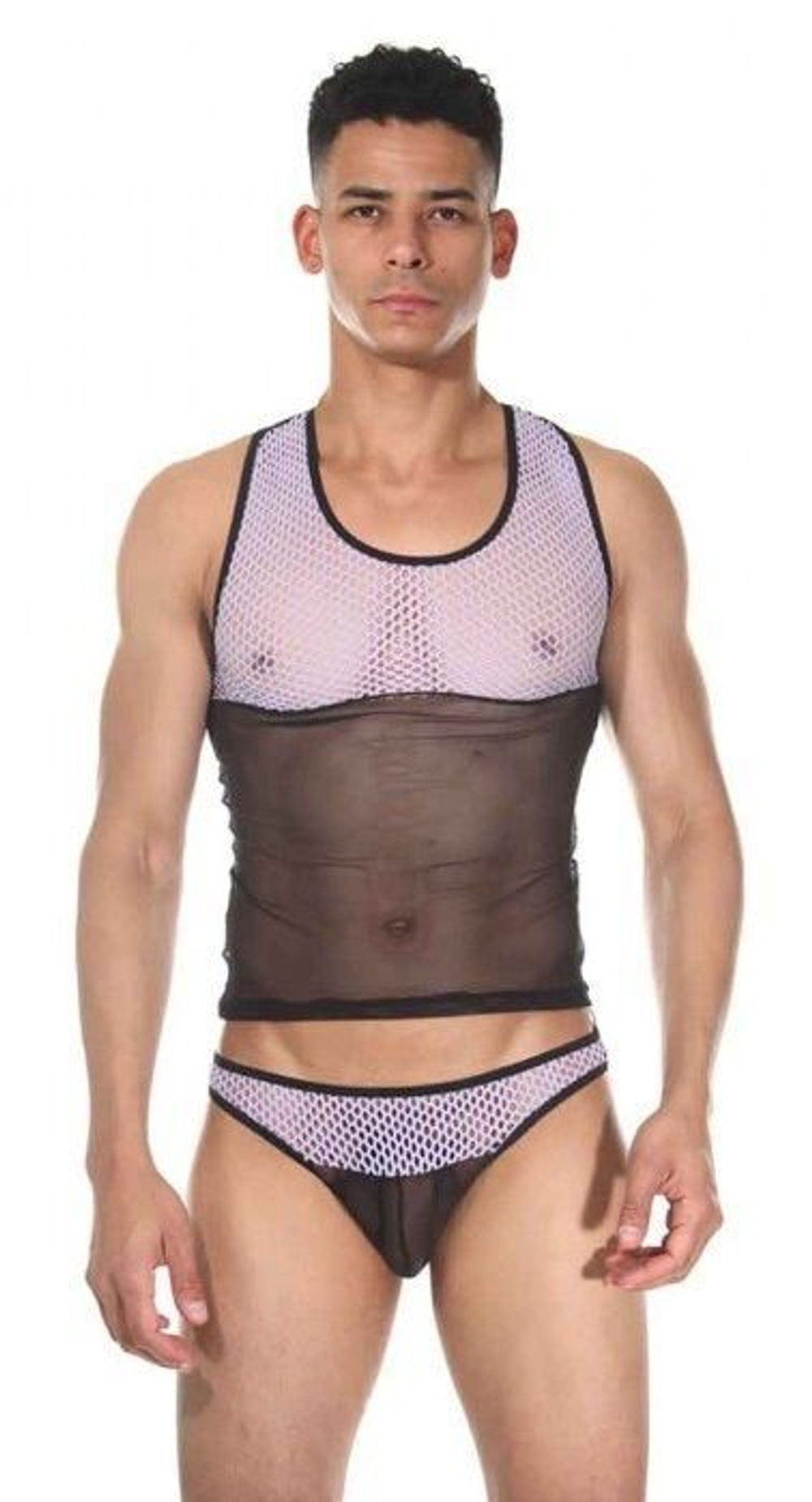 Стильный мужской комплект: майка и трусы (Размер: L-XL) (Цвет: черный с белым)