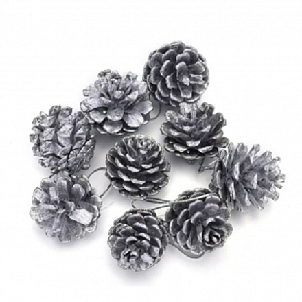 Шишки Серебряные 4 см 12 шт.