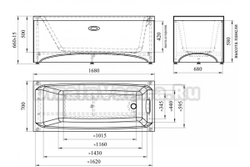 Акриловая ванна Radomir Vanessa (Радомир Ванесса) Веста 168х70, с каркасом