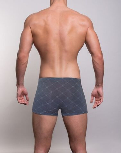 Мужские трусы-боксеры с узором в виде крупной сетки (Размер: M) (Цвет: синий)