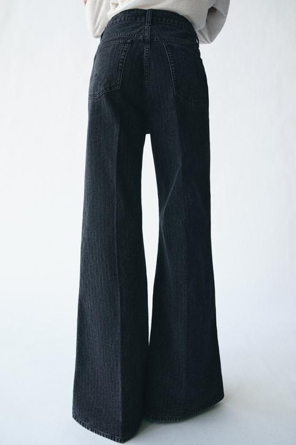 ZARA ДЖИНСЫ FLARE В ПОЛОСКУ С ВЫСОКОЙ ПОСАДКОЙ — ZW COLLECTION, МОРСКОЙ СИНИЙ