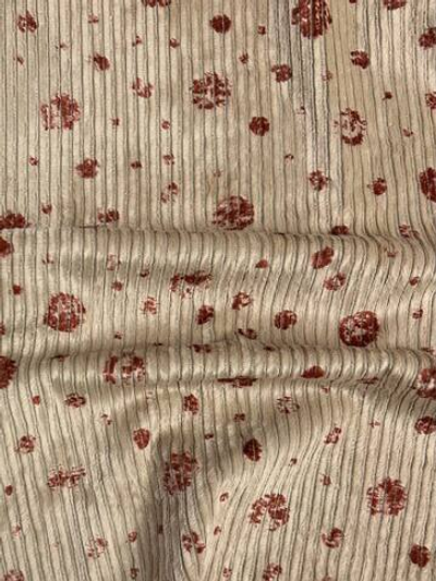 Вельвет хлопок с купрой и эластаном Aspesi персиковый с бордовым абстрактным горошком