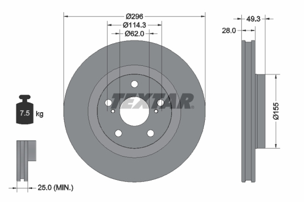 TEXTAR - 92168803-TET - Brake Disc