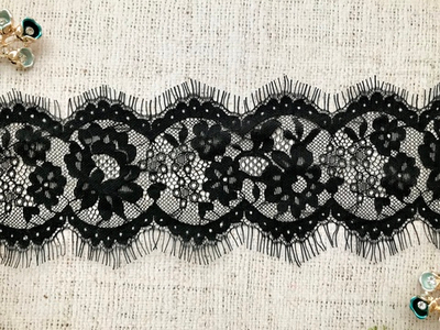Кружево Французское, ш. 10,5 см, чёрный