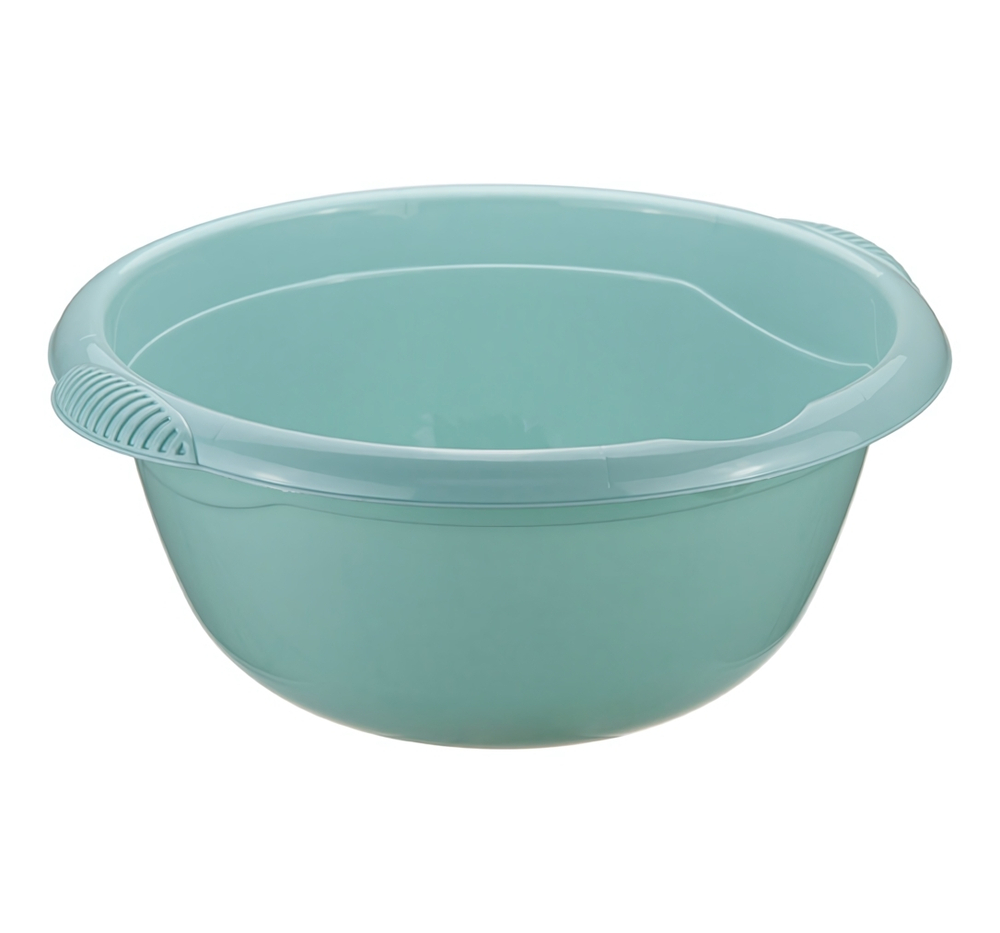 Таз кpуглый 6,5л c 2мя pучкaми и носиком для слива М2505