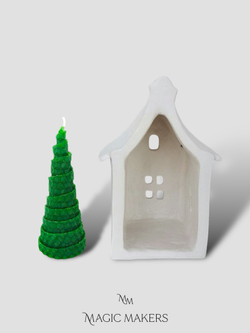 Подсвечник домик и свеча ёлочка