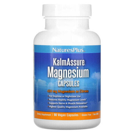 Магний NaturesPlus, KalmAssure, магний, 140 мг, 90 веганских капсул