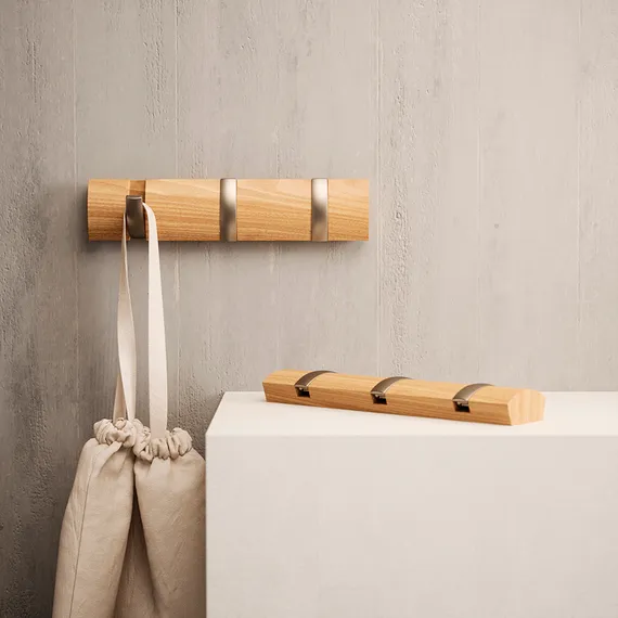 Вешалка настенная flip, 3 крючка, натуральное дерево