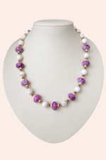 Бусы и серьги лиловые с белым