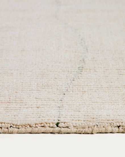 Ковер Lisdan из синтетического волокна цвета экрю с зеленым графическим рисунком, 200 x 300 см