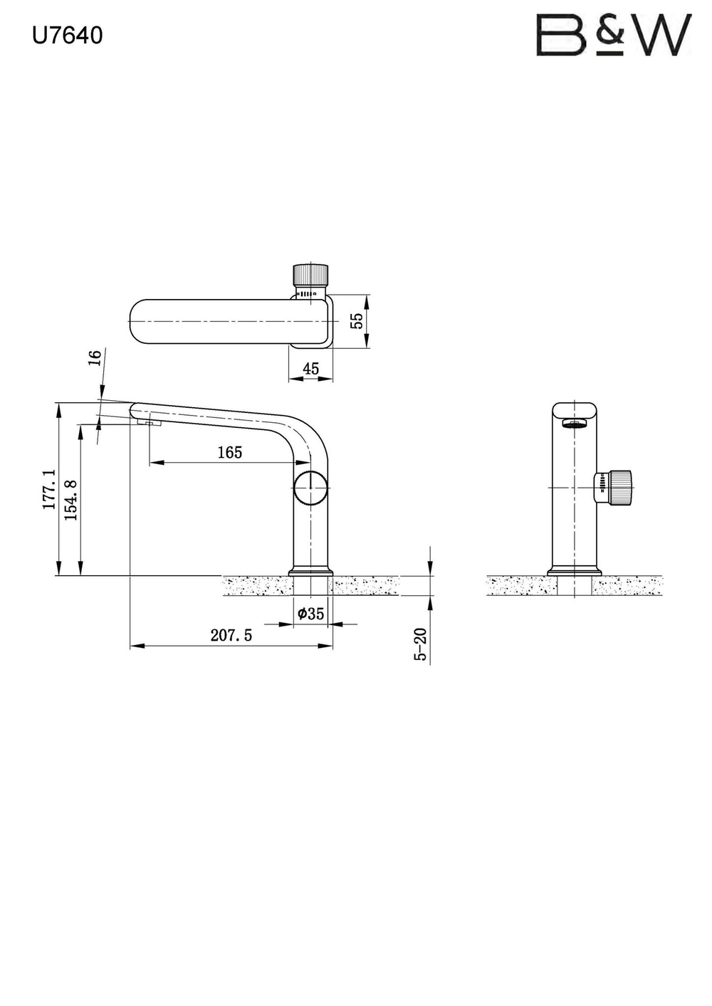 Смеситель для раковины Black&White Universe хром (U7640)