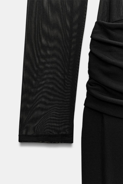 ZARA КОМБИНИРОВАННОЕ ПЛАТЬЕ СВОБОДНОГО КРОЯ, ЧЕРНЫЙ