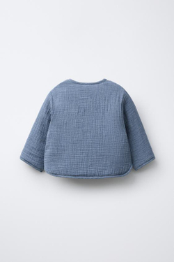 ZARA СТЕГАНЫЙ ЖАКЕТ ИЗ РЕЛЬЕФНОЙ ТКАНИ, СЕРО-СИНИЙ