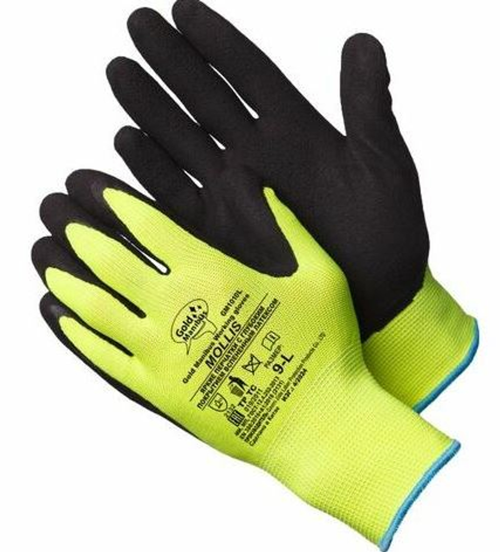 Перчатки нейлоновые со вспененным латексом р.9 (L) Mollis /GM1010L9
