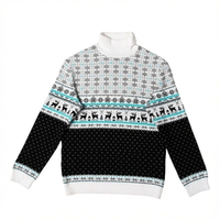 Свитер белый с бирюзовым «Олени»