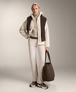 Oysho Куртка из искусственной овчины с капюшоном, экрю